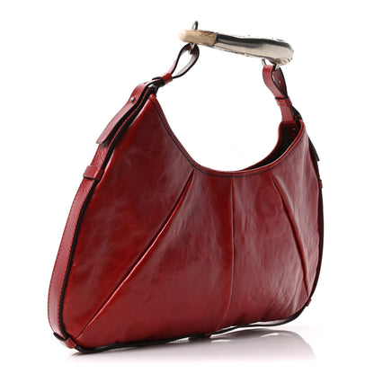 Saint Laurent Calfskin Buffalo Horn Mombasa Hobo Red 3 of 10