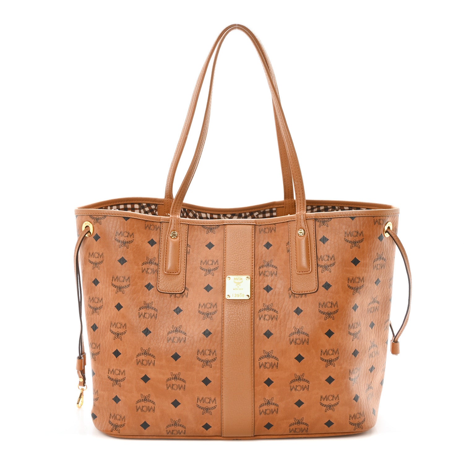 MCM Visetos Medium Liz Reversible Shopper Tote Cognac 1 of 15