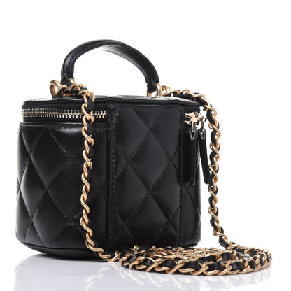 Chanel Lambskin Quilted Top Handle Mini Vanity Case With Chain Black 3 of 11