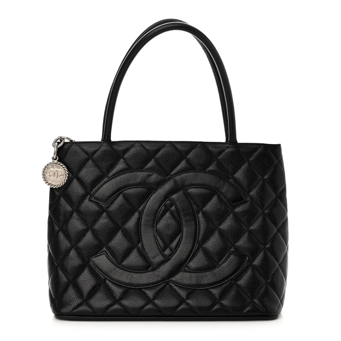 Caviar Quilted Medallion Tote Black