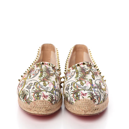 Christian Louboutin Canvas Loubi Jungle Print Ares Spikes Flat Espadrilles 41 Ivory 2 of 9