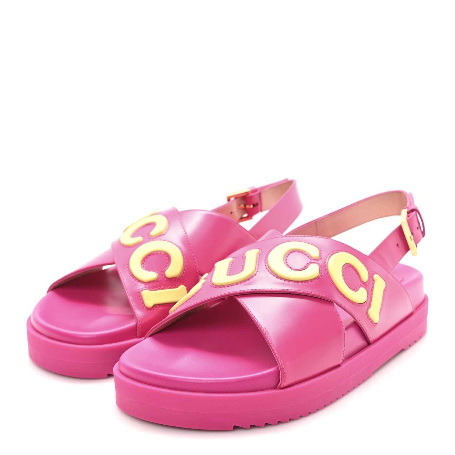 Gucci Calfskin Elizabeth Nappa Charlotte Logo Slingback Sandals 36.5 Fancy Fuchsia 4 of 9