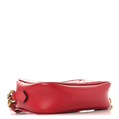 Gucci Calfskin Matelasse Mini GG Marmont Chain Shoulder Bag Hibiscus Red 4 of 10