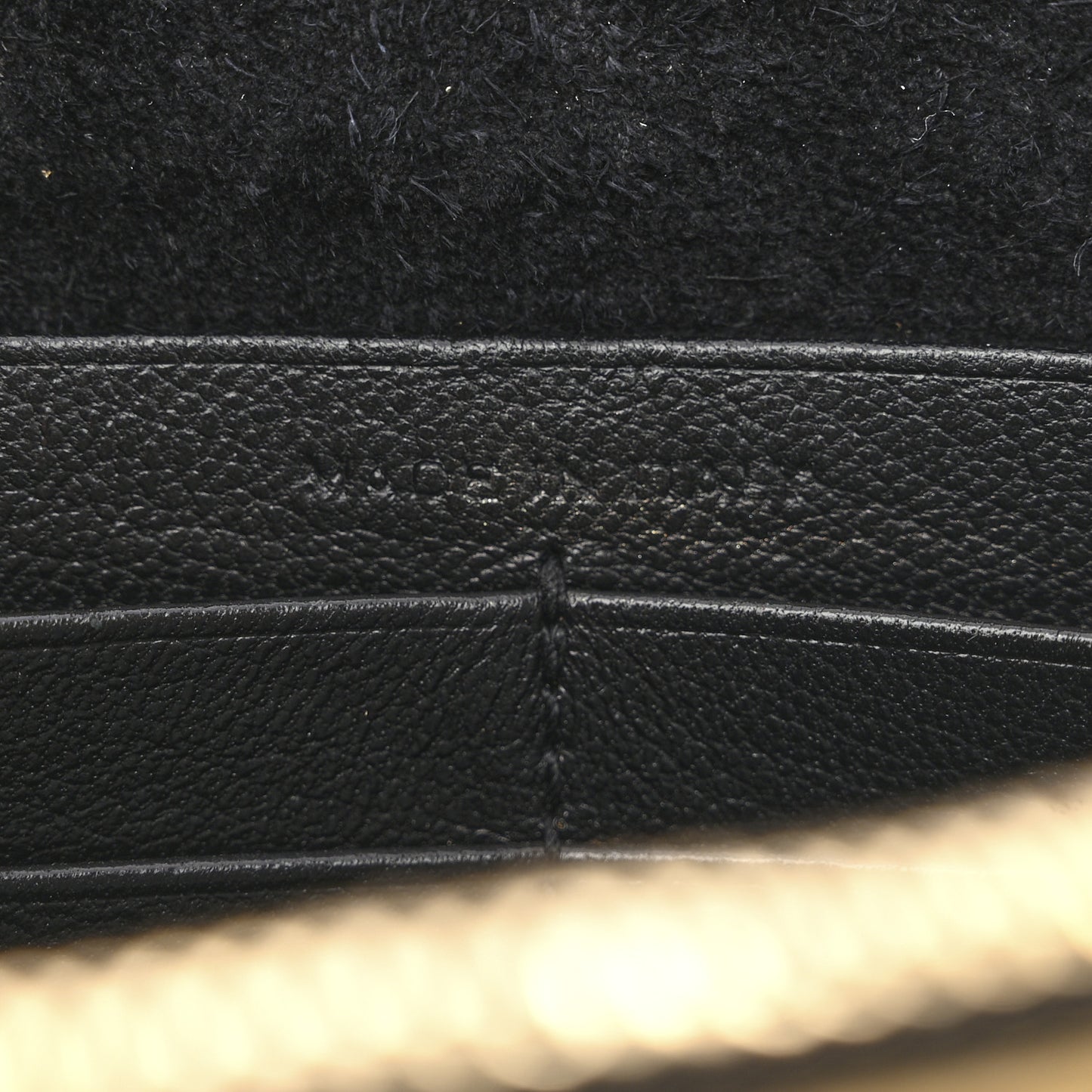 Metallic Calfskin Matelasse Chevron Monogram Envelope Chain Wallet Antic Gold