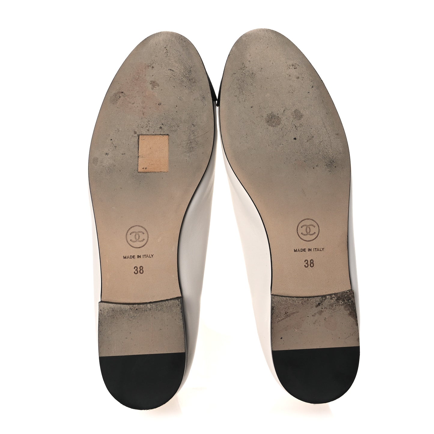 Lambskin Grosgrain Cap Toe CC Ballerina Flats 38 White Black