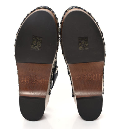 Christian Dior Canvas Oblique Diorquake 20mm Slingback Clogs 38 Deep Blue 5 of 9
