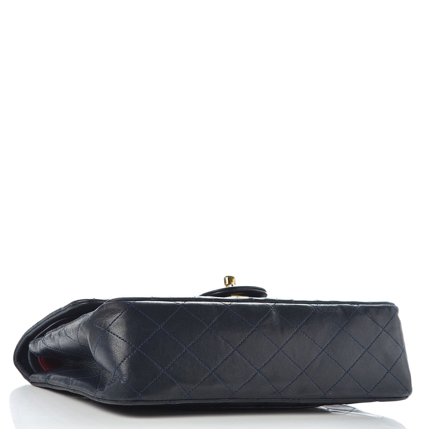 Lambskin Quilted Medium Double Flap Navy