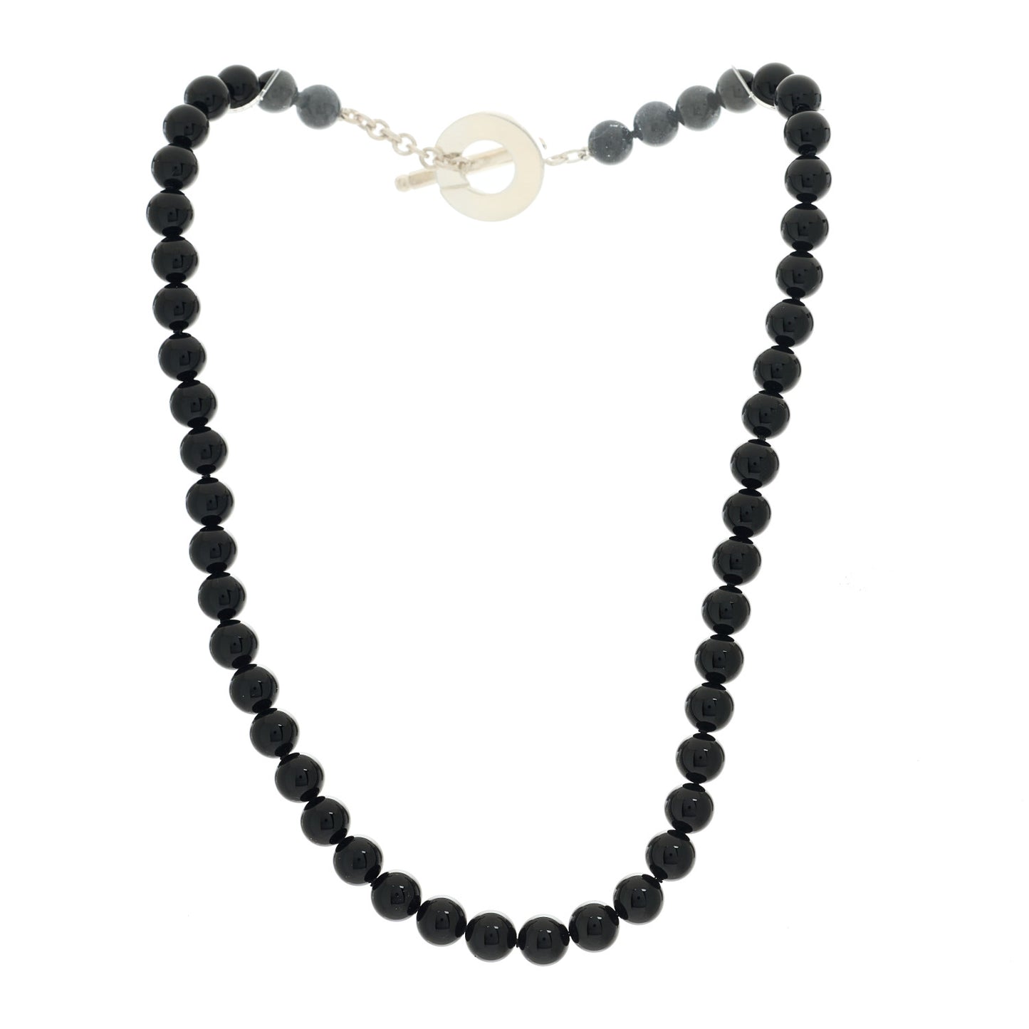 Sterling Silver Black Onyx Bead Toggle Necklace
