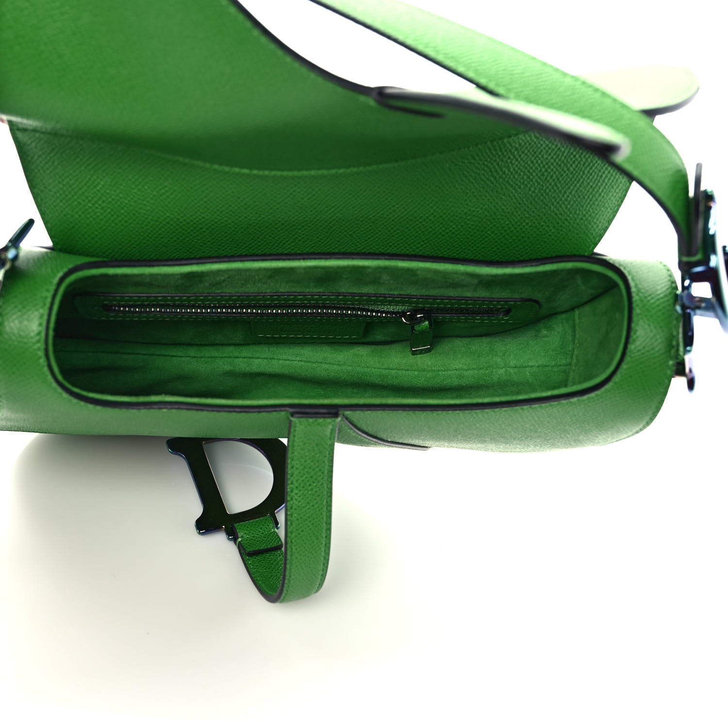 Christian Dior Grained Calfskin Saddle Bag Green 4 of 8
