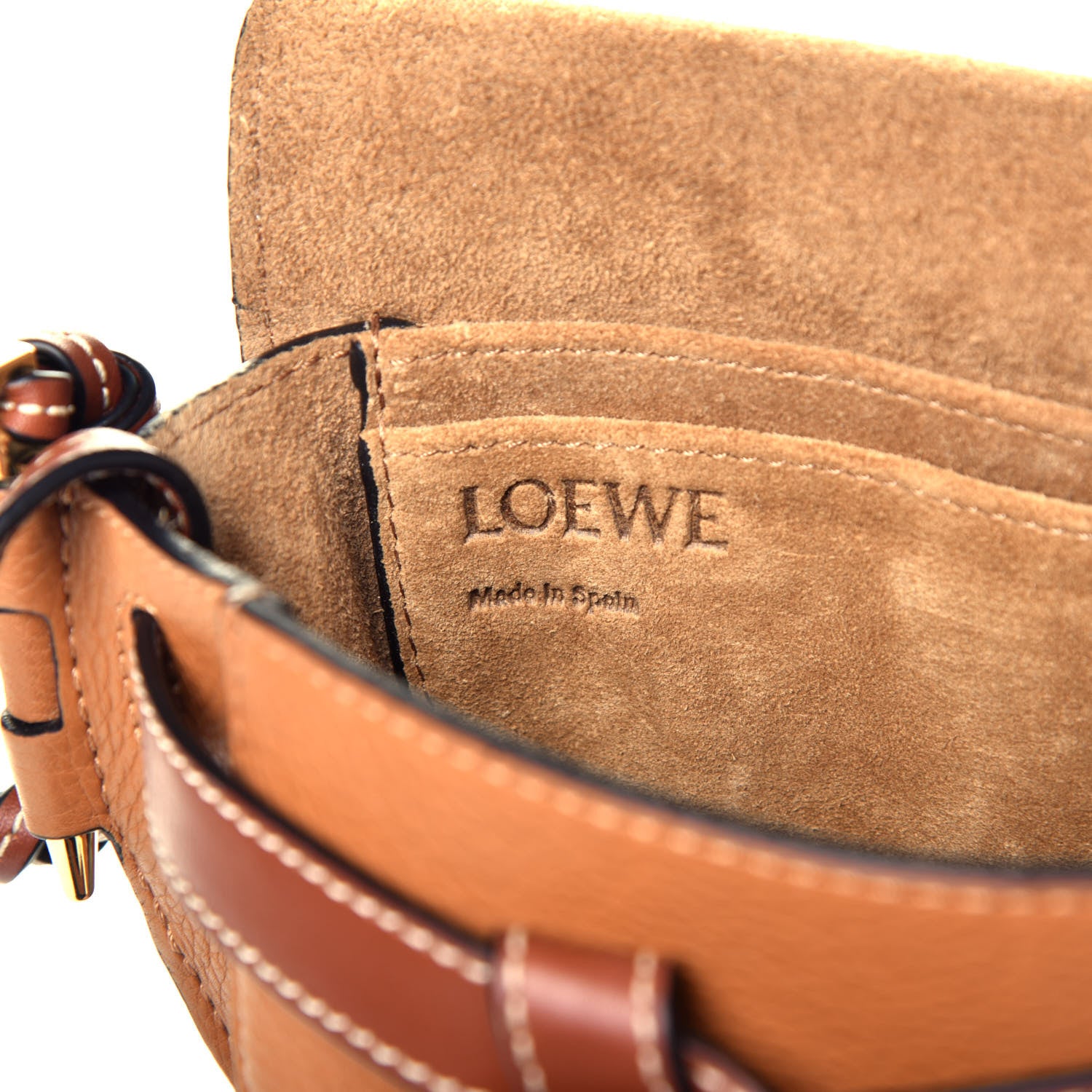 Loewe Grained Calfskin Mini Gate Crossbody Bag Caramel Pecan 6 of 9