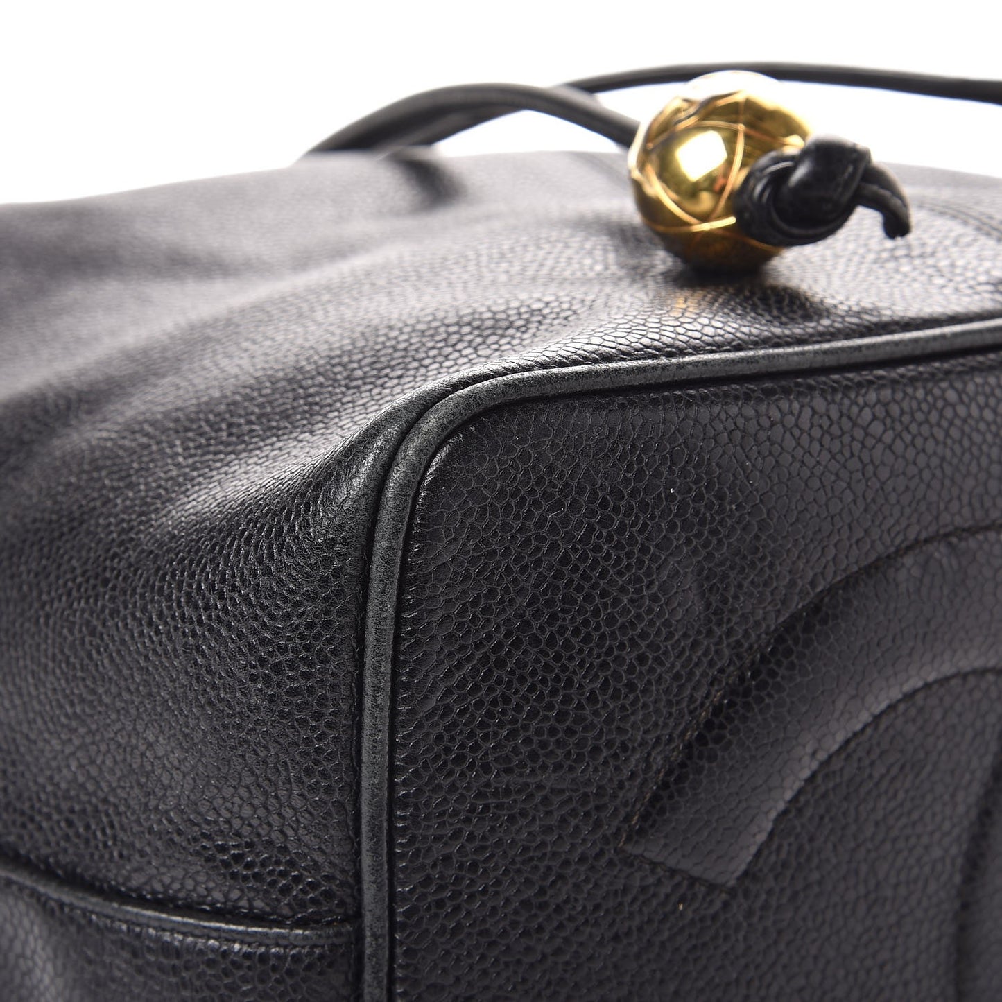 Caviar CC Drawstring Shoulder Bag Black
