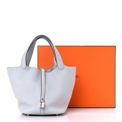 Hermes Taurillon Clemence Picotin Lock 22 MM Bleu Pale 11 of 11