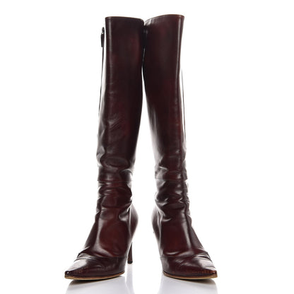 Gucci Stivale Calfskin Shade Pointed Toe Knee High Boots 8 Rosewood 6 of 15