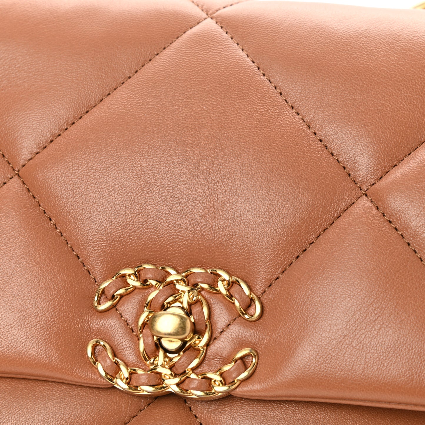 Lambskin Quilted Large Chanel 19 Flap Brown