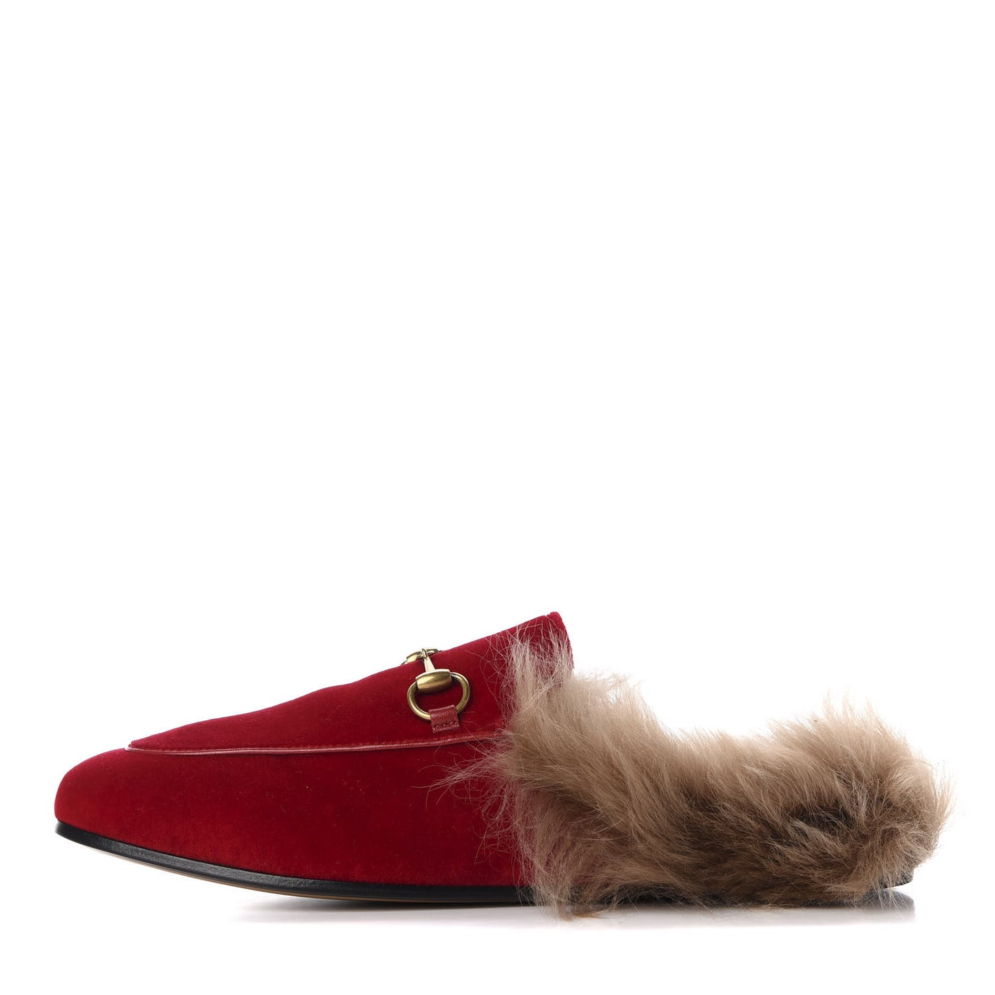 Velvet Fur Womens Princetown Slippers 38 Hibiscus Red