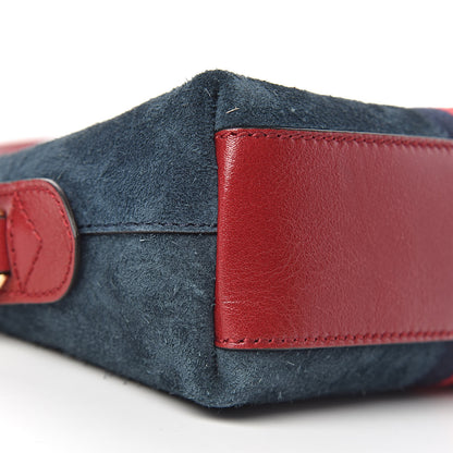 Gucci Suede Calfskin Web Small Ophidia Dome Shoulder Bag New Blue Romantic Cherry 9 of 11