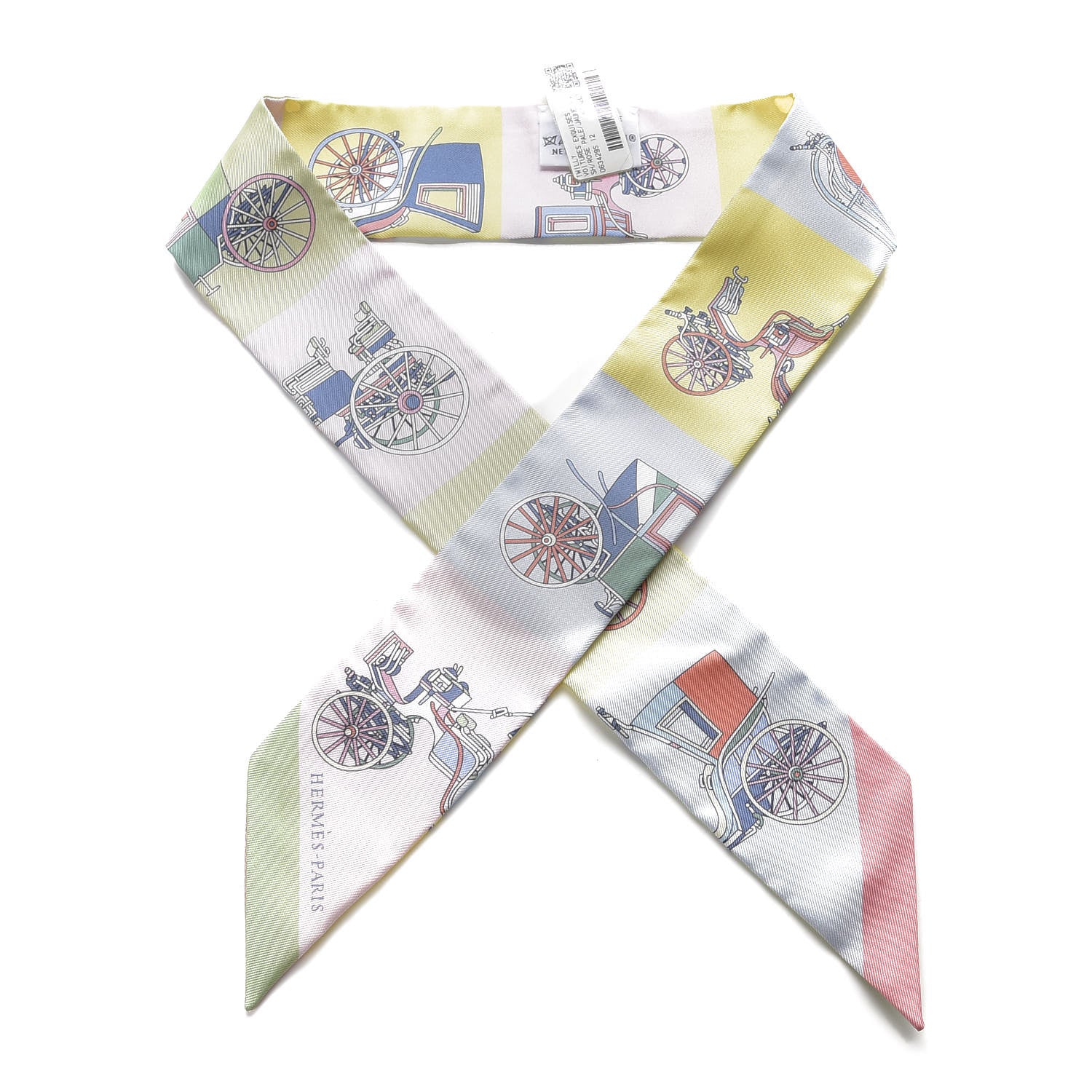 Hermes Silk Les Voitures Exquises Twilly Rose Pale Jaune Pale 1 of 4