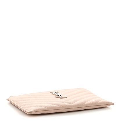 Saint Laurent Grain De Poudre Chevron Monogram Bill Pouch Marble Pink 4 of 10