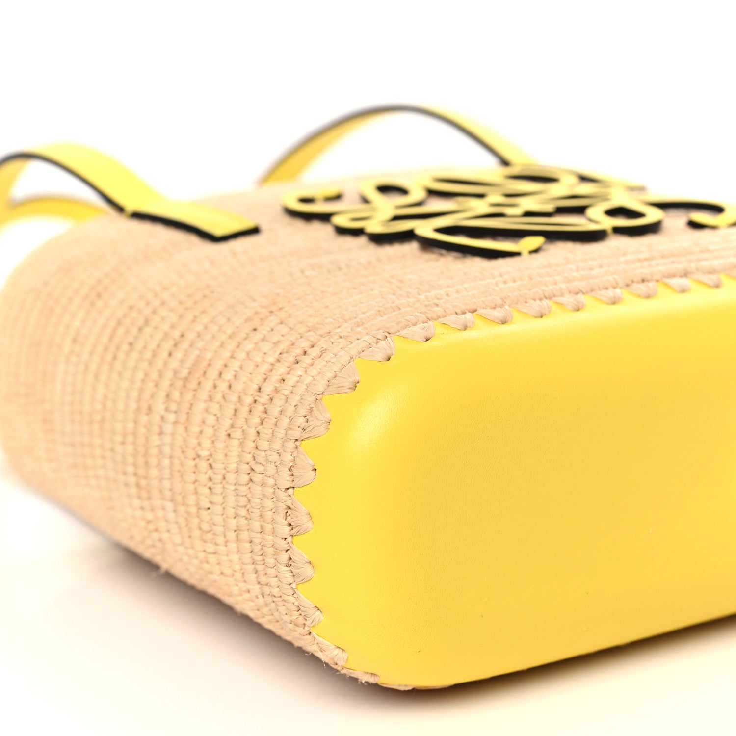 Loewe Raffia Square Mini Anagram Basket Tote Bag Natural Yellow 8 of 9