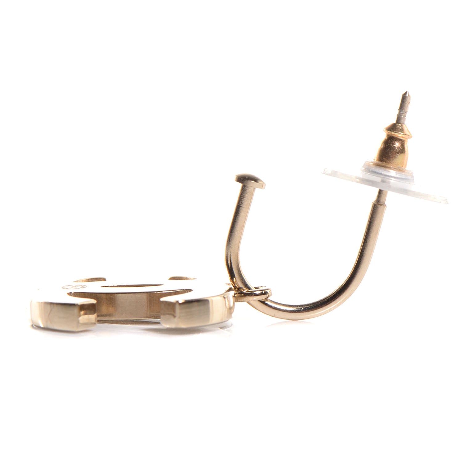 Chanel Pearlized Enamel CC Dangle Earrings Gold 3 of 4