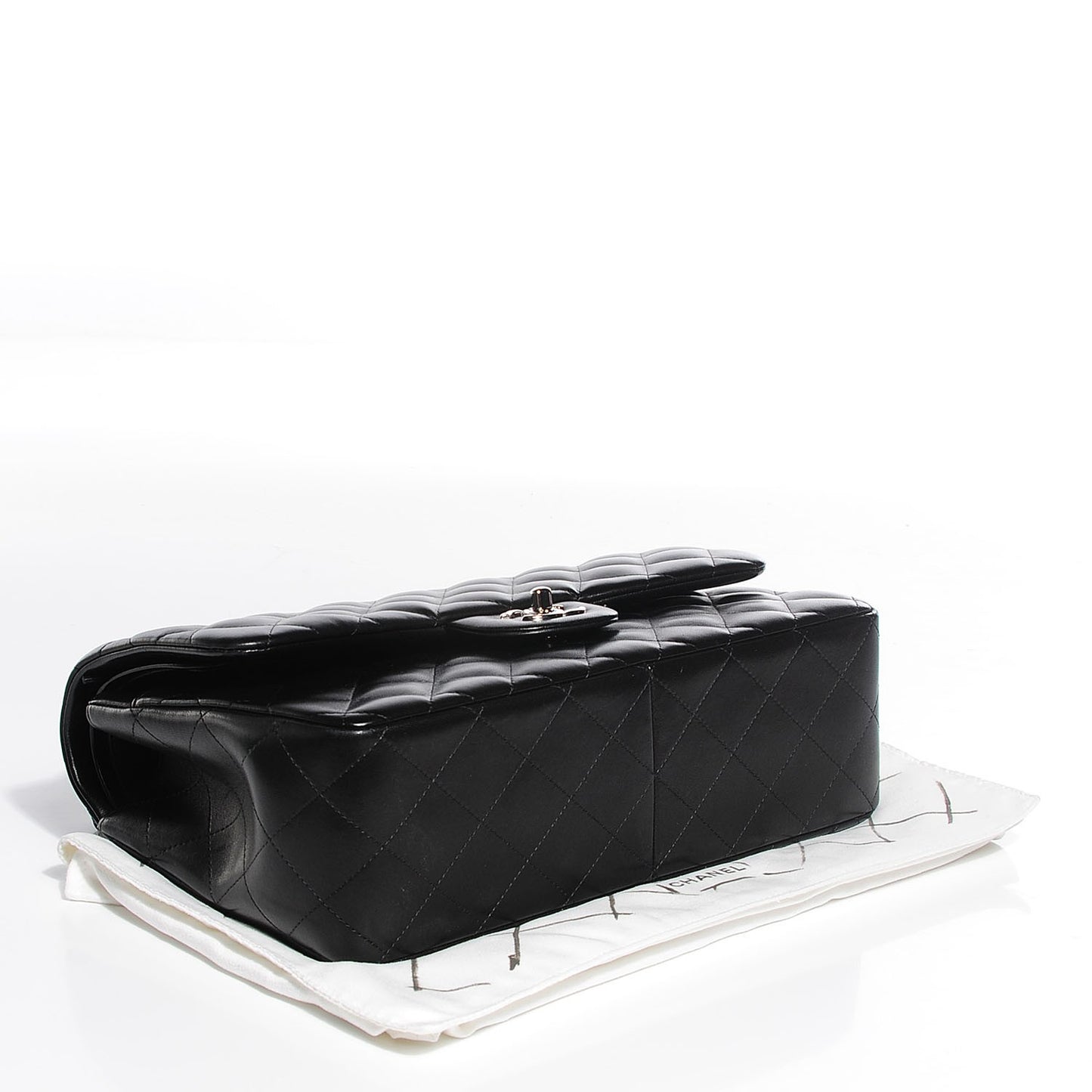 Lambskin Quilted Jumbo Double Flap Black