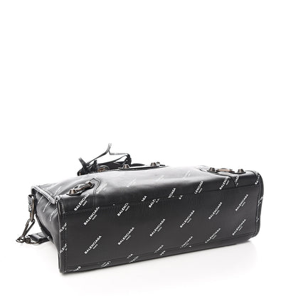 Balenciaga Veau Allover Logo Classic Hardware S City Black White 3 of 9