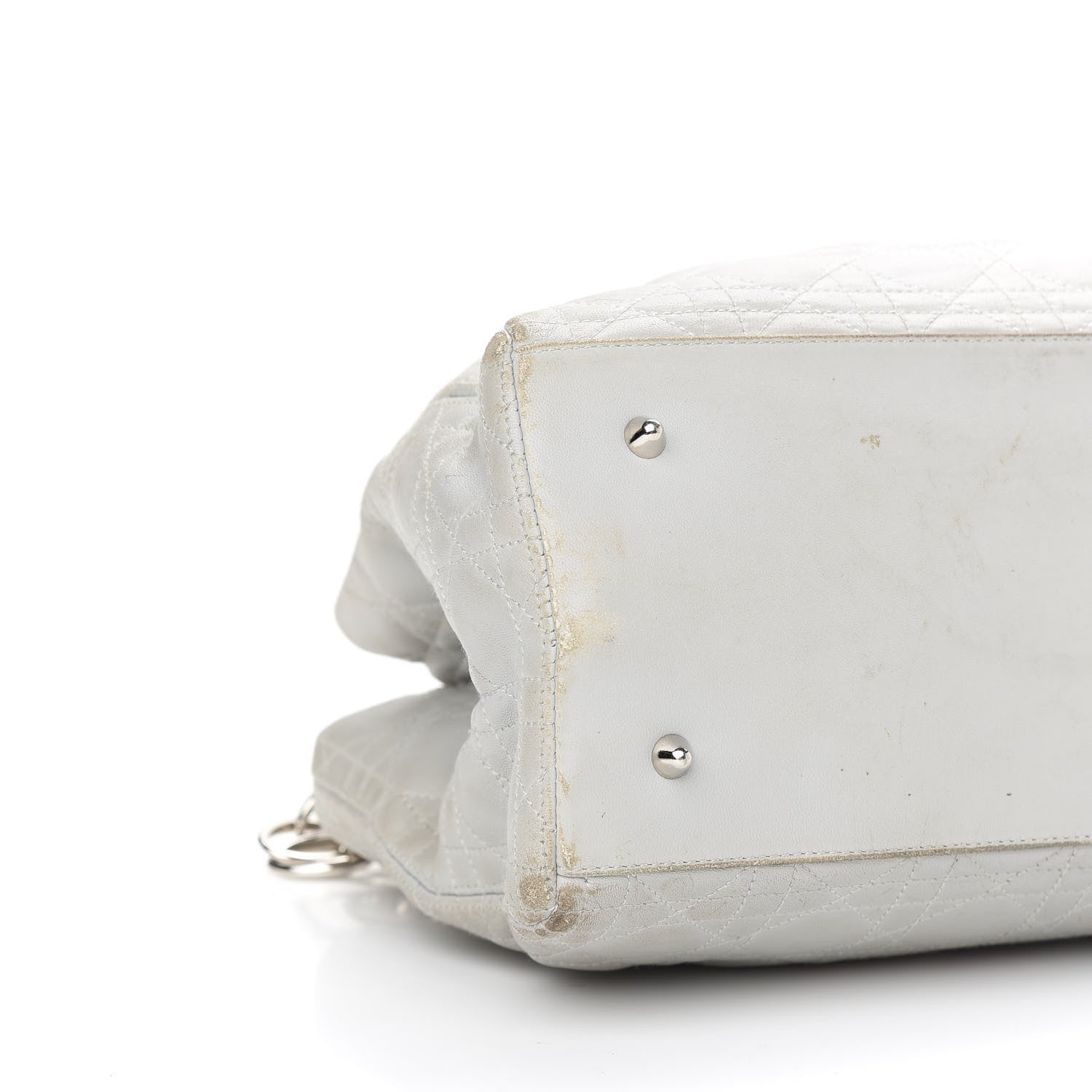 Christian Dior Lambskin Cannage Soft East West Tote White 8 of 13