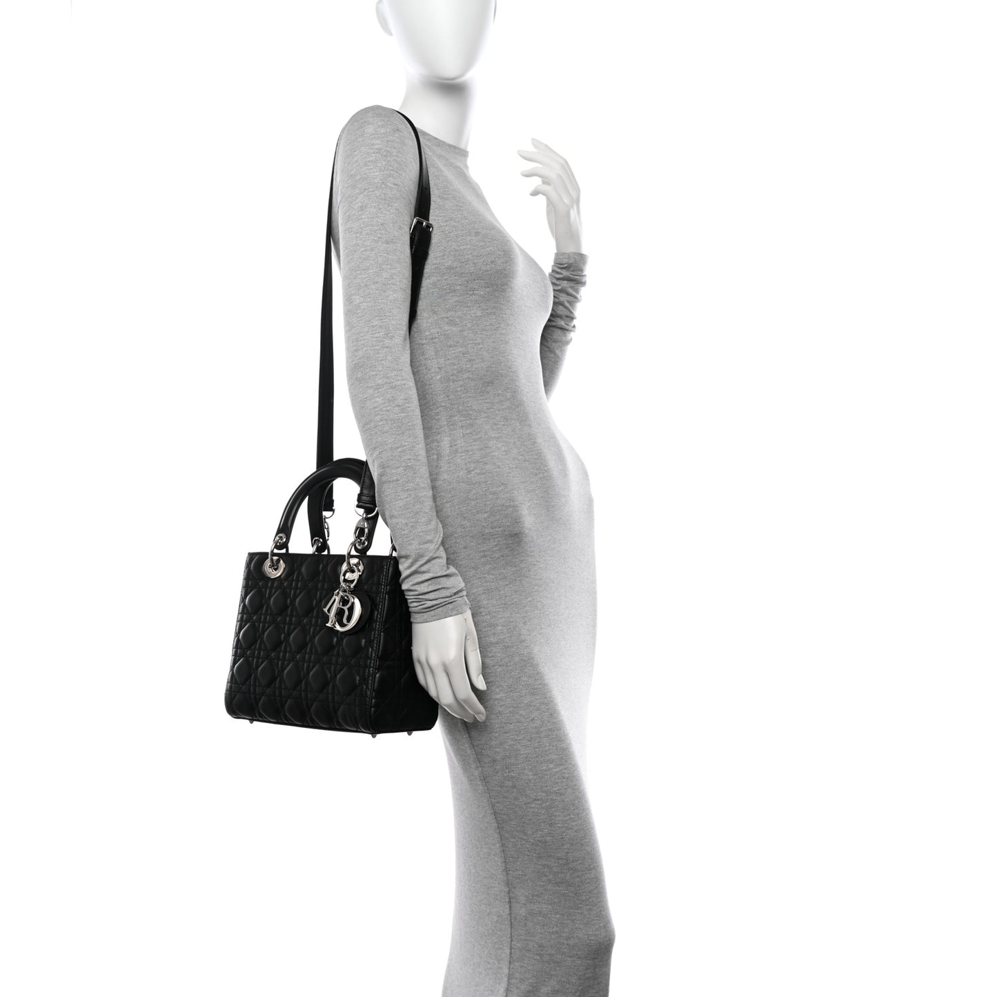Lambskin Cannage Medium Lady Dior Black