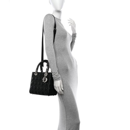 Christian Dior Lambskin Cannage Medium Lady Dior Black 2 of 12