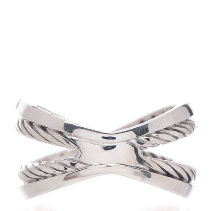 David Yurman Sterling Silver Black White Diamond X Crossover Cable Ring 57 8 4 of 8