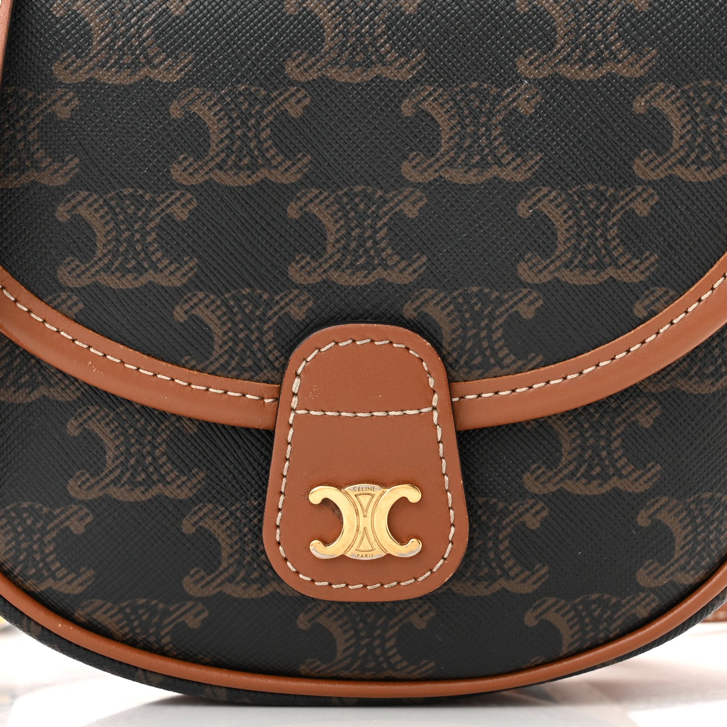 Celine Canvas Calfskin Triomphe Mini Besace Tan 7 of 10