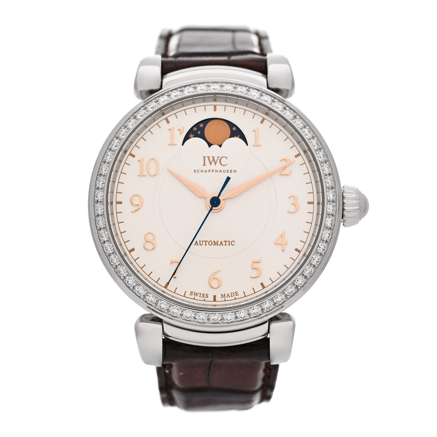 IWC Stainless Steel Alligator Diamond Bezel 36mm Da Vinci Moon Phase Automatic Watch IW459307 1 of 5