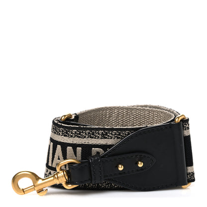 Christian Dior Canvas Embroidered Shoulder Strap Black 1 of 3