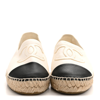 Chanel Lambskin CC Espadrilles 39 White Black 3 of 10