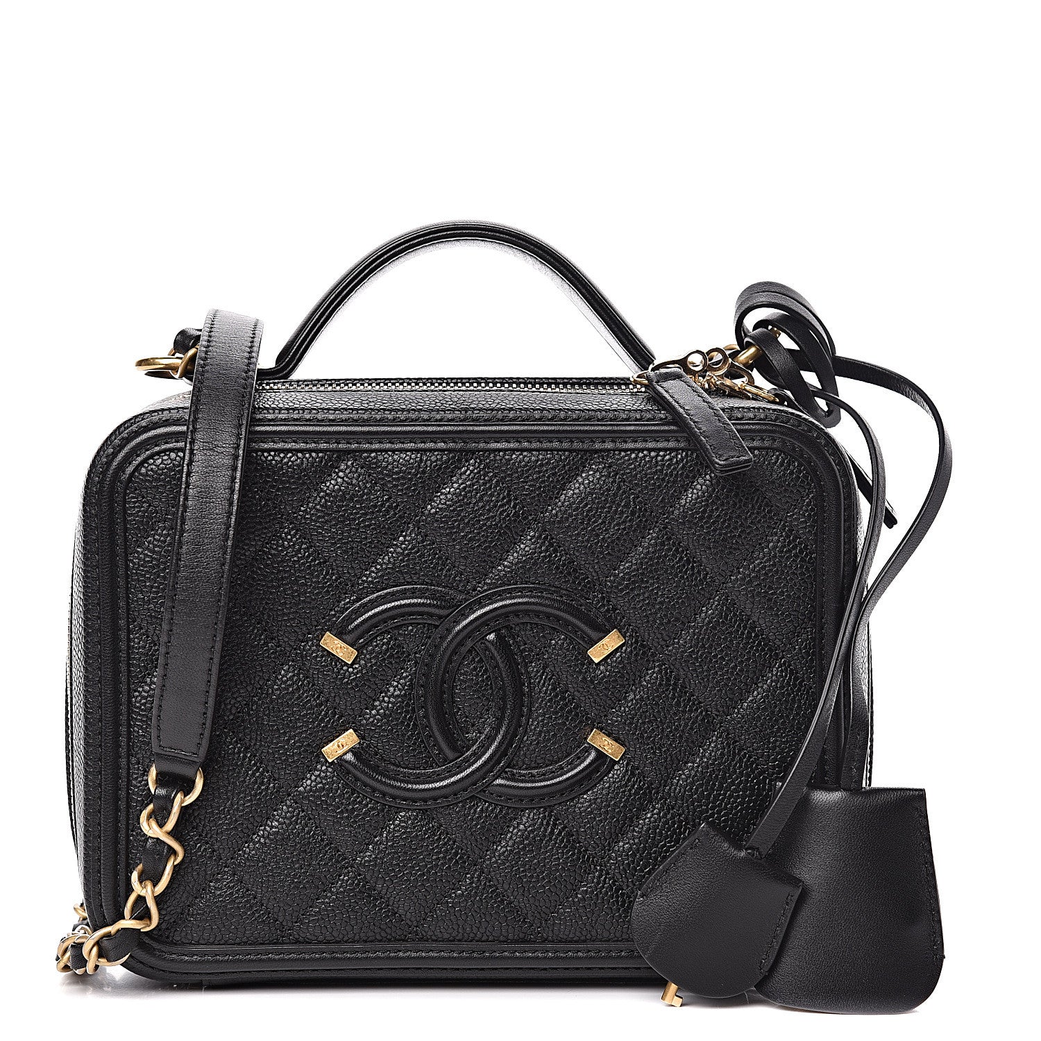 Chanel Caviar Quilted Medium CC Filigree Vanity Case Black 1 of 12