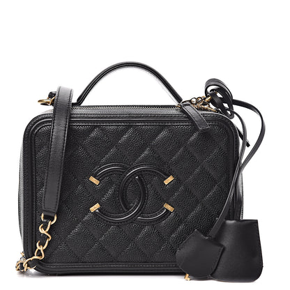Chanel Caviar Quilted Medium CC Filigree Vanity Case Black 1 of 12
