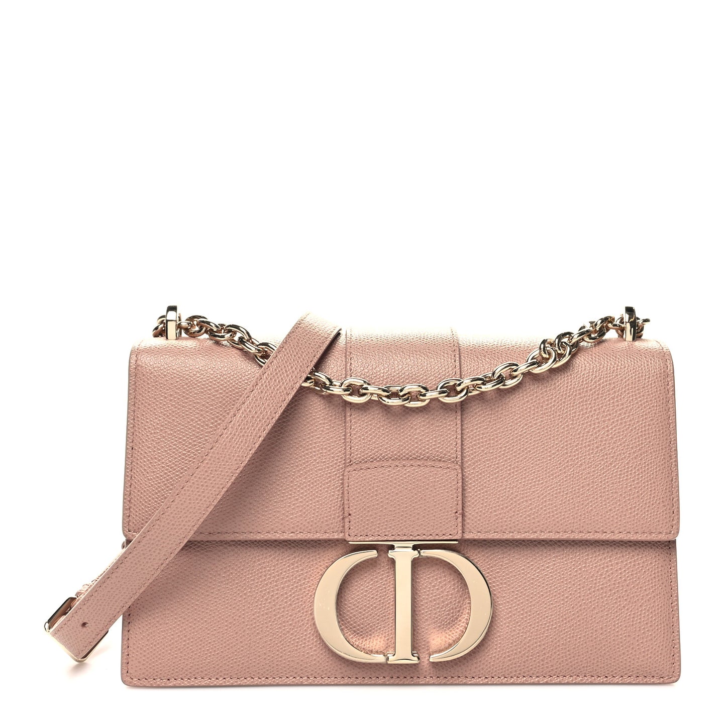 Grained Calfskin Embossed 30 Montaigne Chain Flap Bag Blush