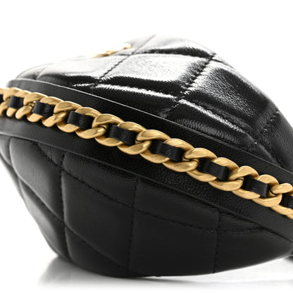 Chanel Shiny Crumpled Lambskin Quilted Chain Around Mini Pouch Black 10 of 11