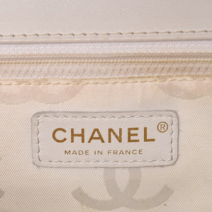 Chanel Lambskin Canvas Quilted Top Handle Flap Bag White 6 of 27