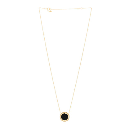 Tiffany 18K Yellow Gold Diamond Black Onyx 16mm T Circle Pendant Necklace 3 of 5