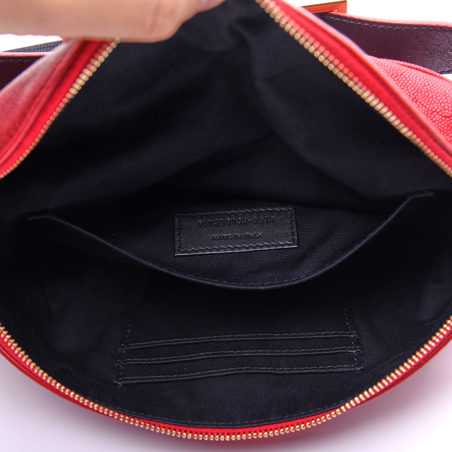 Saint Laurent Grain De Poudre Monogram Belt Bag Rouge Eros 10 of 13