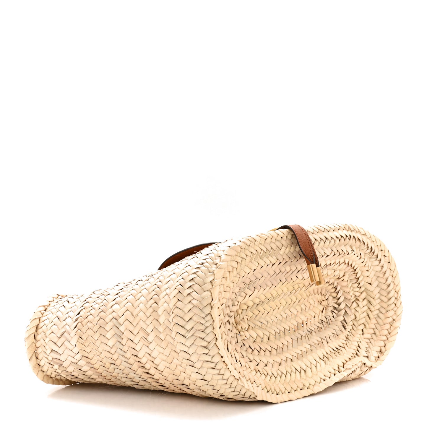 Raffia Small Grain Calfskin Medium Marcie Basket Tan