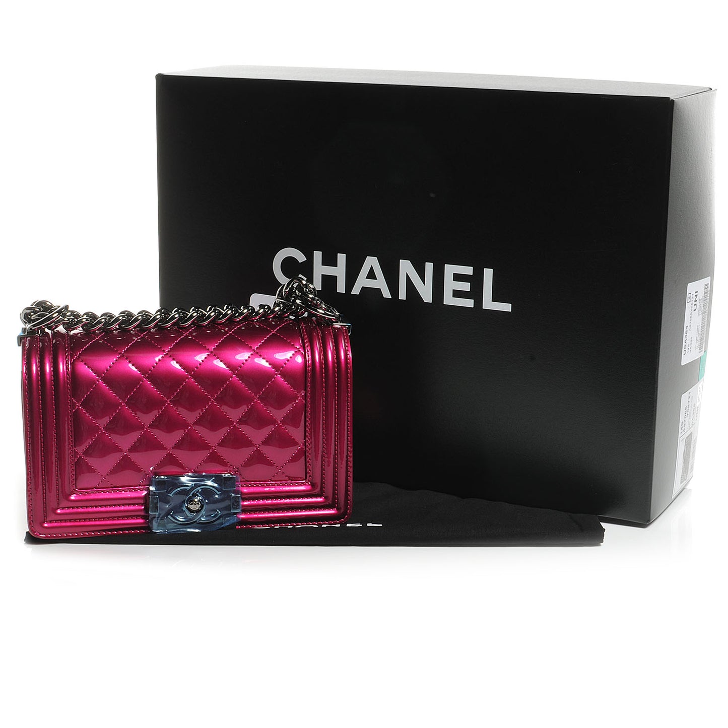 Metallic Patent Calfskin Quilted Small Boy Flap Pink