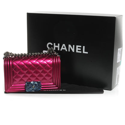 Chanel Metallic Patent Calfskin Quilted Small Boy Flap Pink 5 of 8