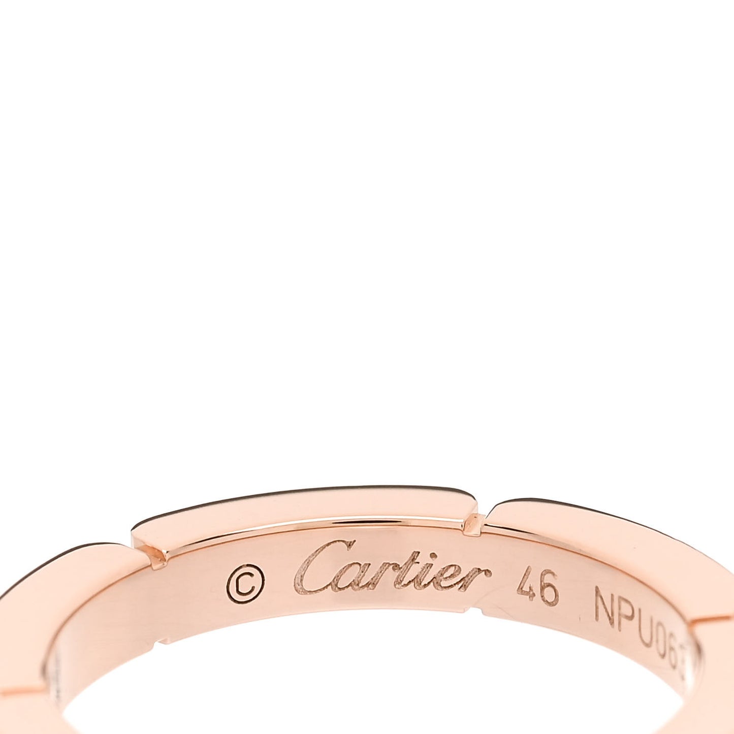 18K Pink Gold Diamond Maillon Panthere Wedding Band Ring 46 3.75