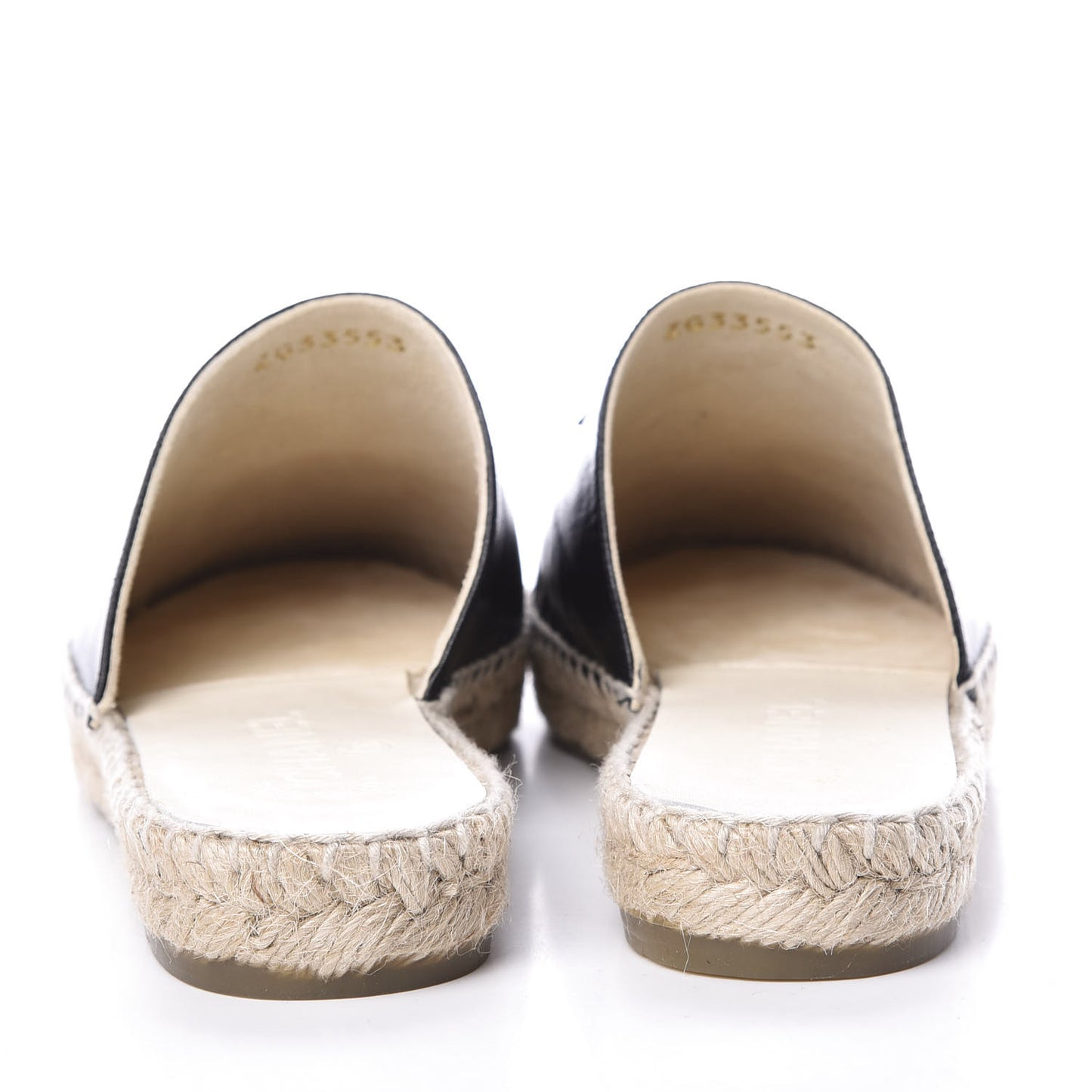 Goatskin Patent CC Espadrille Mules 37 Black