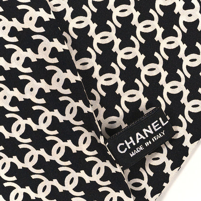 Chanel Silk Twill Houndstooth Slim Bandeau Scarf Black Ecru 3 of 3