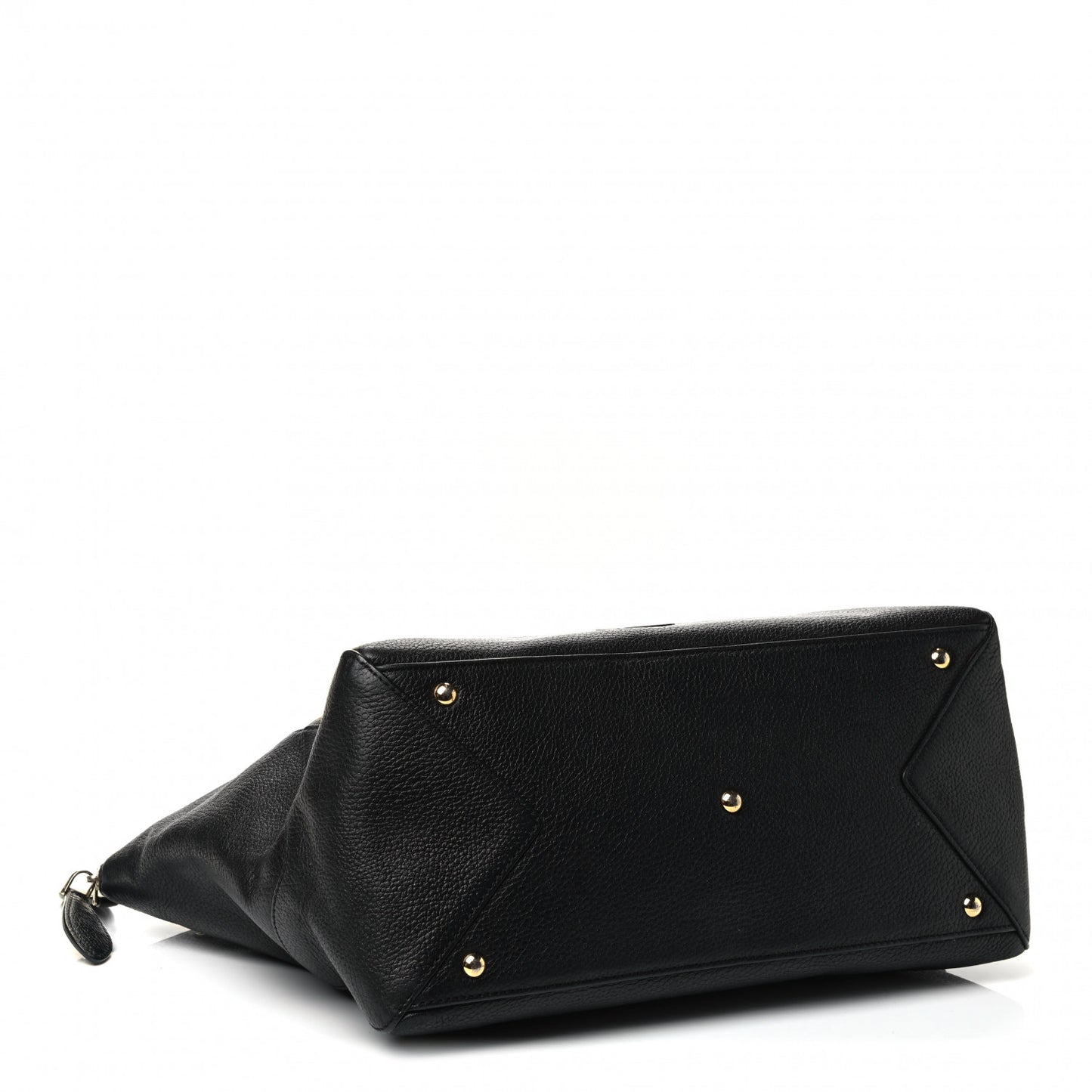 Grained Calfskin Studded Satchel Black