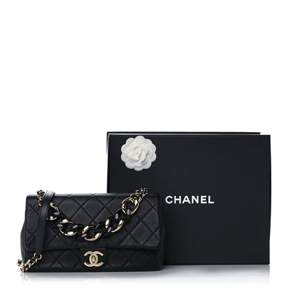 Chanel Lambskin Quilted Resin Bi-Color Chain Flap Bag Black 14 of 14