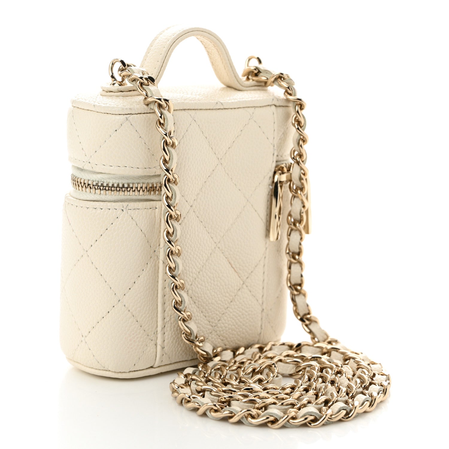 Chanel Caviar Quilted Small Handle With Care Vanity Case With Chain White 3 of 11